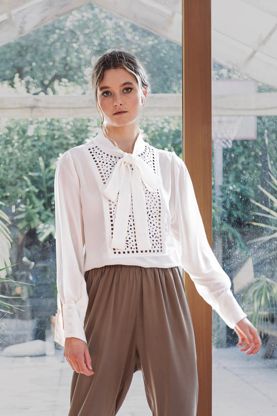 Image Title Taylor Leather Lace and Silk Crepe De Chine